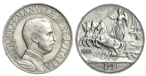 1 ليرة (فيتوريو إيمانويل الثالث) 1908-1913